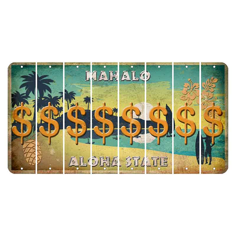 Hawaii Pineapple Cut License Plate Strips (Set of 8) Dollar Sign
