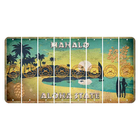 Hawaii Pineapple Cut License Plate Strips (Set of 8)