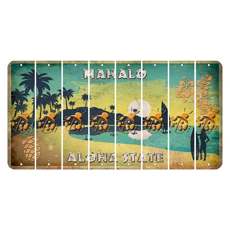Hawaii Pineapple Cut License Plate Strips (Set of 8) Ladybug