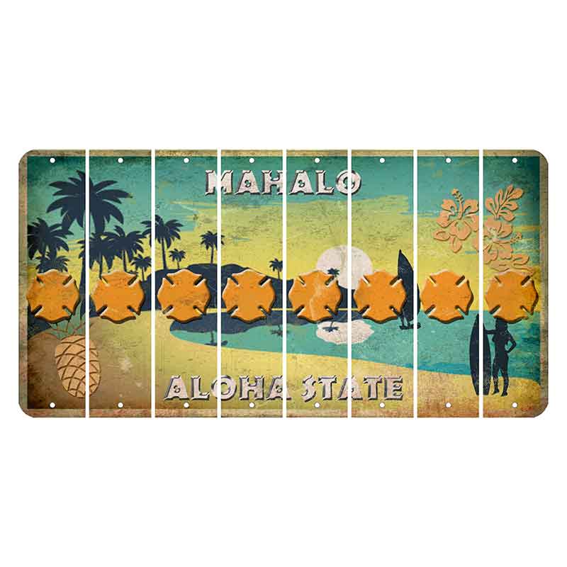 Hawaii Pineapple Cut License Plate Strips (Set of 8) Fire Badge