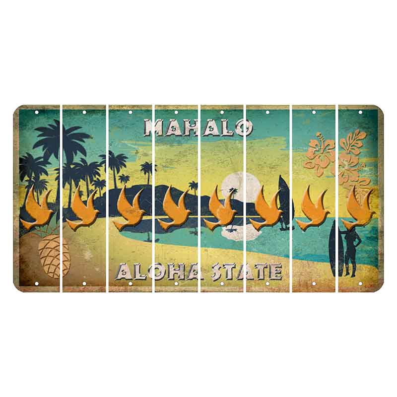 Hawaii Pineapple Cut License Plate Strips (Set of 8) Dove