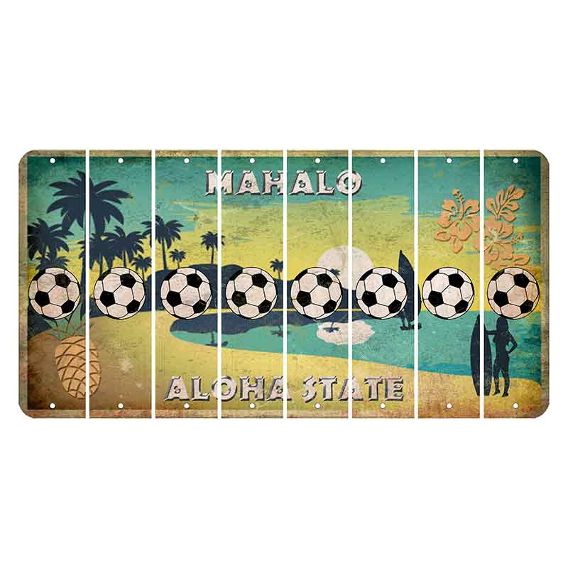 Hawaii Pineapple Cut License Plate Strips (Set of 8) Soccerball