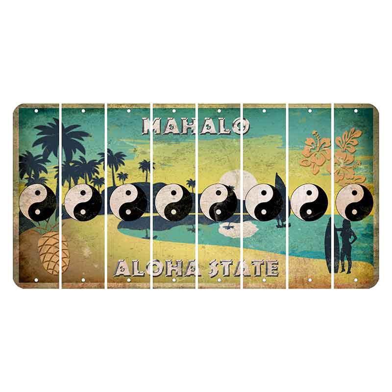 Hawaii Pineapple Cut License Plate Strips (Set of 8) Yin Yang