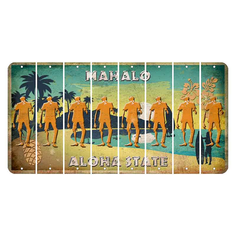 Hawaii Pineapple Cut License Plate Strips (Set of 8) Zombie