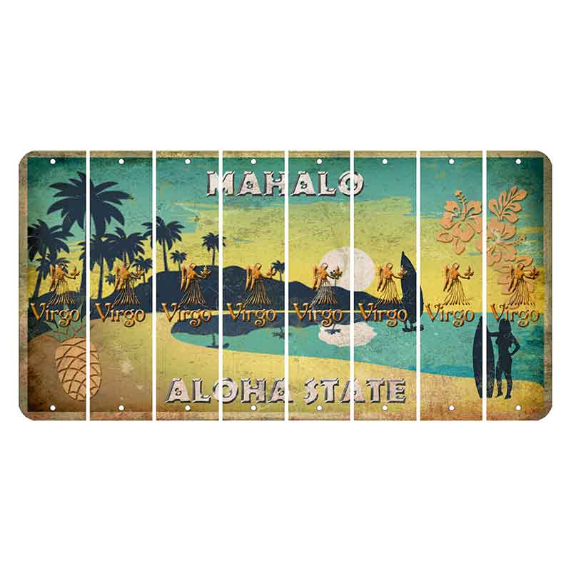 Hawaii Pineapple Cut License Plate Strips (Set of 8) Zodiac Sign - Virgo