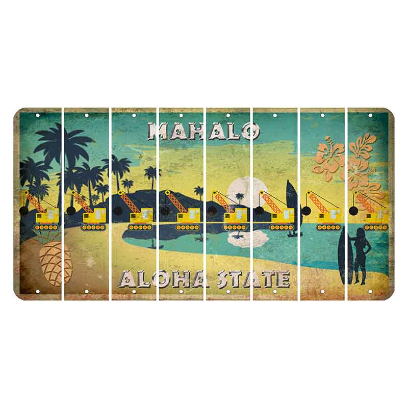 Hawaii Pineapple Cut License Plate Strips (Set of 8) Wrecking Ball Crane