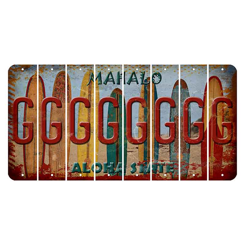 Hawaii Surfboards Cut License Plate Strips (Set of 8) G