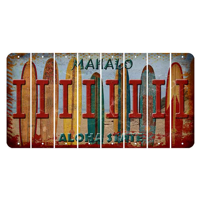 Hawaii Surfboards Cut License Plate Strips (Set of 8)