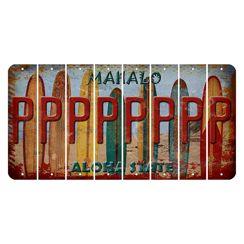 Hawaii Surfboards Cut License Plate Strips (Set of 8)