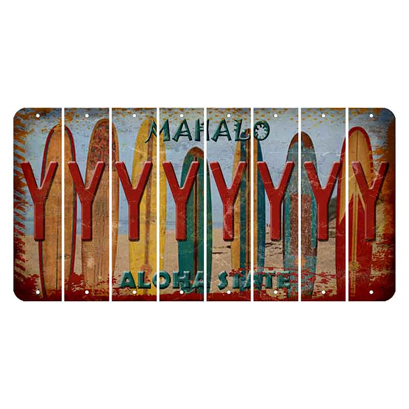 Hawaii Surfboards Cut License Plate Strips (Set of 8)