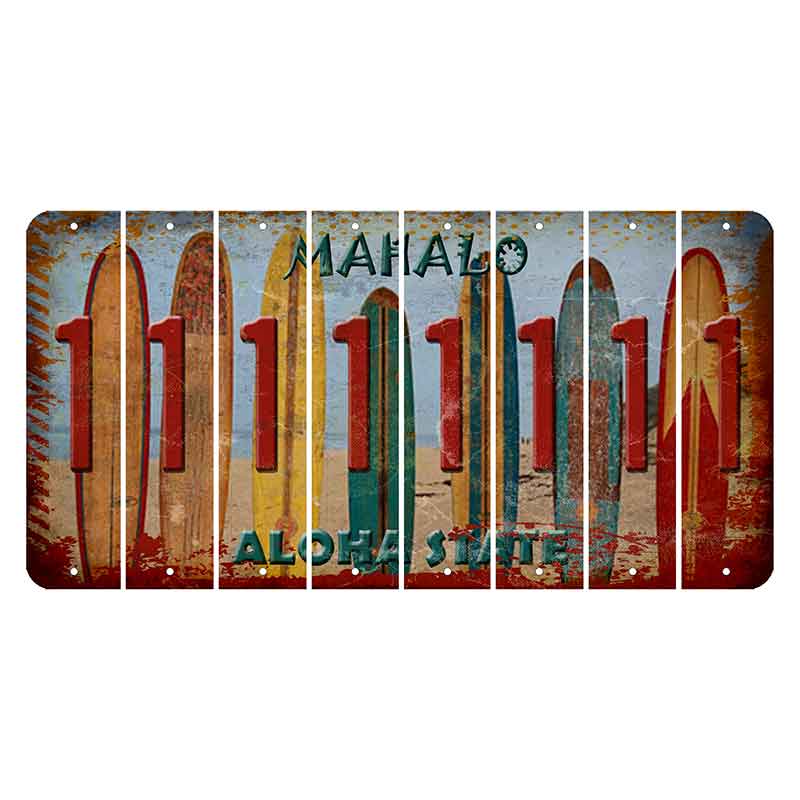 Hawaii Surfboards Cut License Plate Strips (Set of 8)