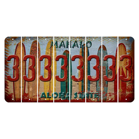 Hawaii Surfboards Cut License Plate Strips (Set of 8)