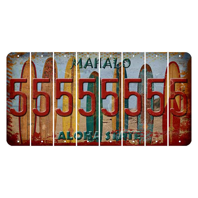 Hawaii Surfboards Cut License Plate Strips (Set of 8)