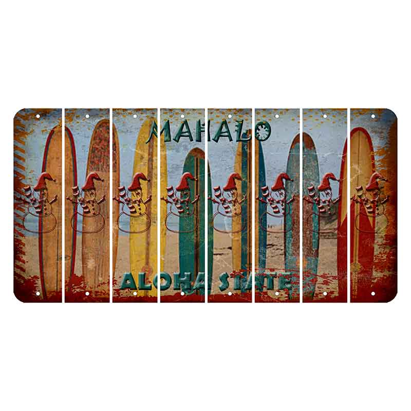 Hawaii Surfboards Cut License Plate Strips (Set of 8) Snowman