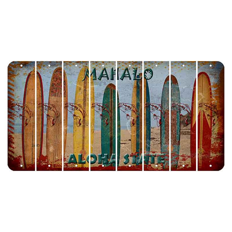 Hawaii Surfboards Cut License Plate Strips (Set of 8) Fish