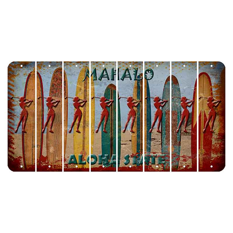 Hawaii Surfboards Cut License Plate Strips (Set of 8) Female Golfer
