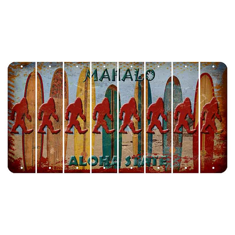 Hawaii Surfboards Cut License Plate Strips (Set of 8) Bigfoot