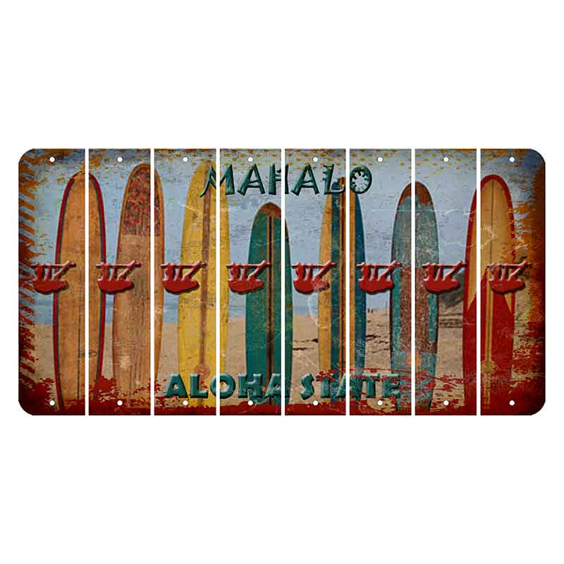 Hawaii Surfboards Cut License Plate Strips (Set of 8) Sloth