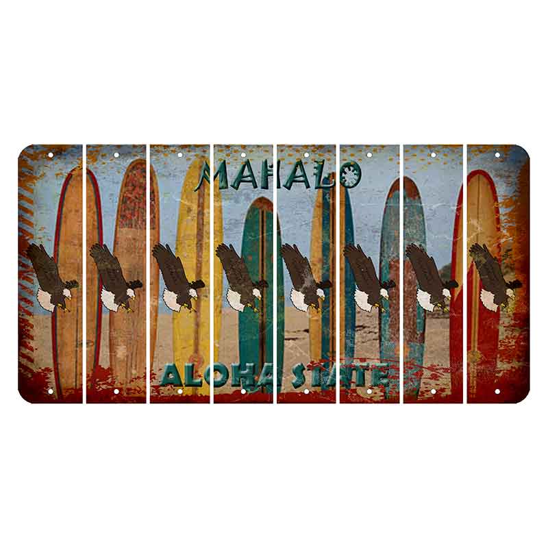 Hawaii Surfboards Cut License Plate Strips (Set of 8)