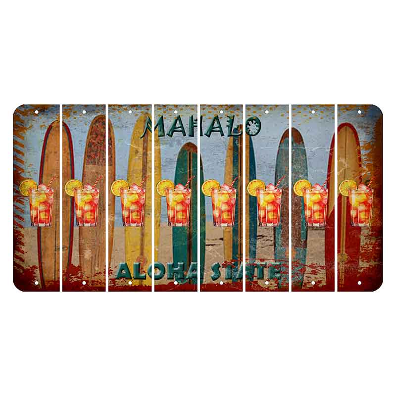 Hawaii Surfboards Cut License Plate Strips (Set of 8)