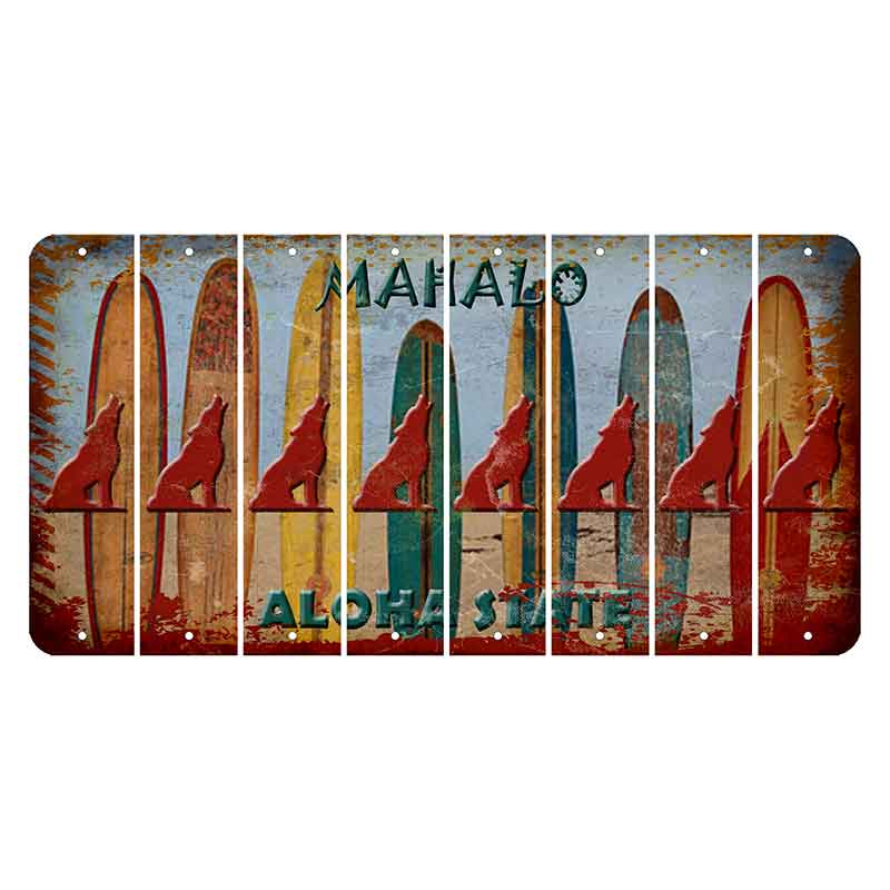 Hawaii Surfboards Cut License Plate Strips (Set of 8) Howling Wolf