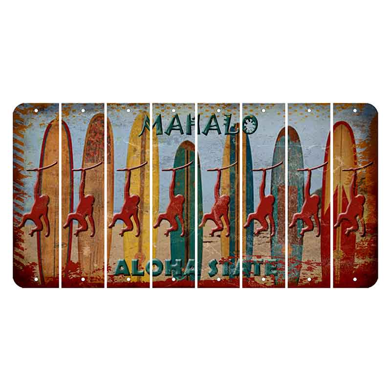 Hawaii Surfboards Cut License Plate Strips (Set of 8) Monkey