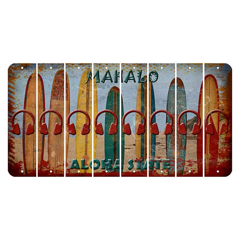 Hawaii Surfboards Cut License Plate Strips (Set of 8)