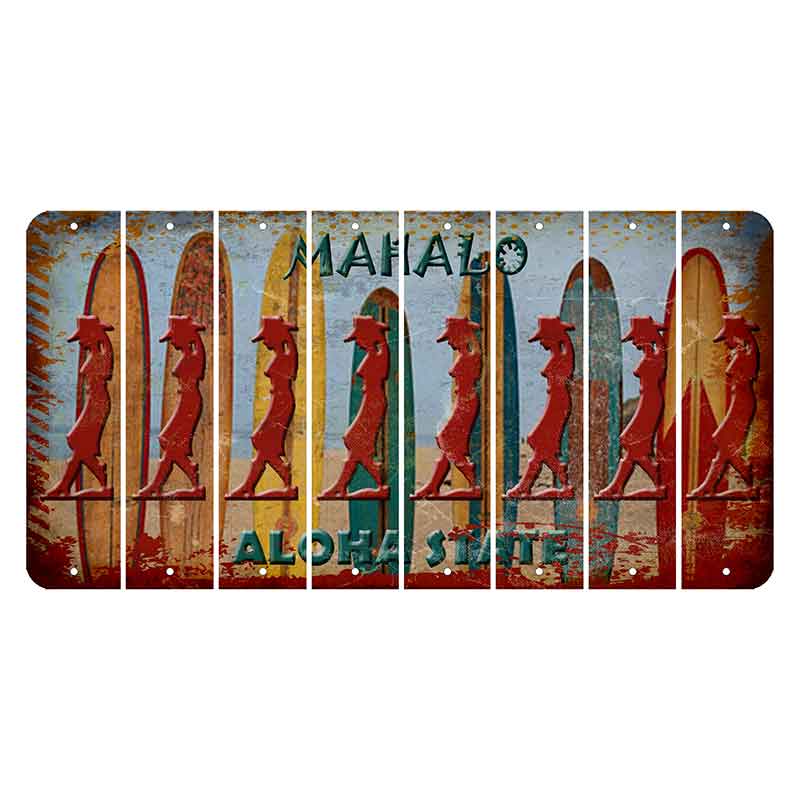 Hawaii Surfboards Cut License Plate Strips (Set of 8)