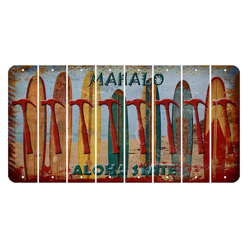 Hawaii Surfboards Cut License Plate Strips (Set of 8)