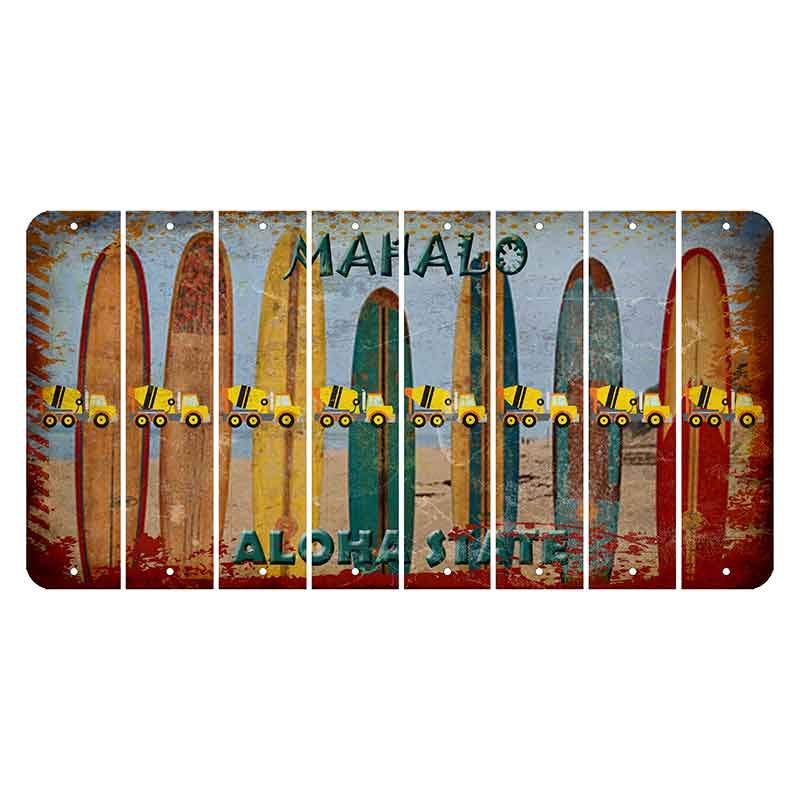 Hawaii Surfboards Cut License Plate Strips (Set of 8) Cement Truck