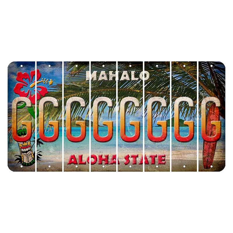 Hawaii Beach Scene Cut License Plate Strips (Set of 8)