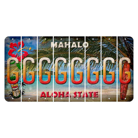 Hawaii Beach Scene Cut License Plate Strips (Set of 8)