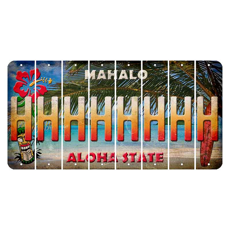 Hawaii Beach Scene Cut License Plate Strips (Set of 8)