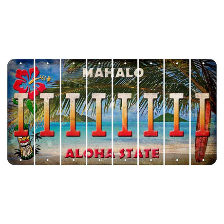 Hawaii Beach Scene Cut License Plate Strips (Set of 8)