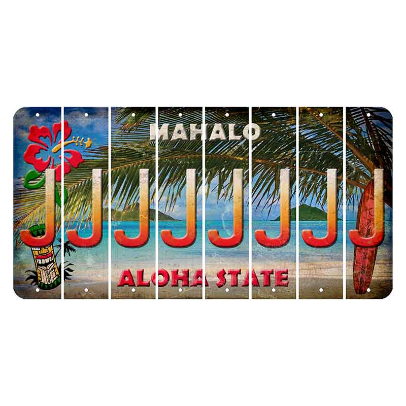 Hawaii Beach Scene Cut License Plate Strips (Set of 8)