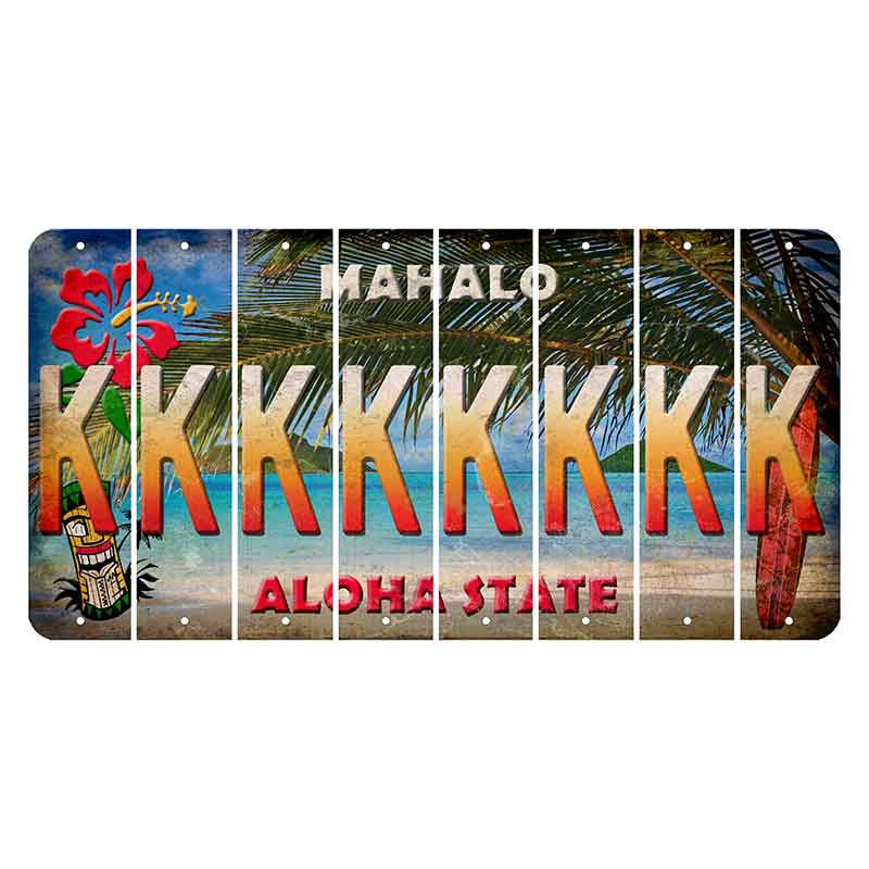 Hawaii Beach Scene Cut License Plate Strips (Set of 8)