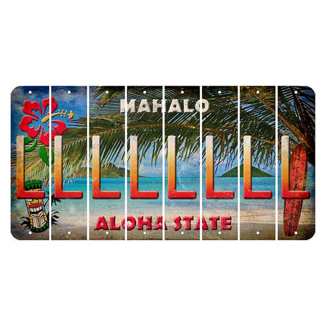 Hawaii Beach Scene Cut License Plate Strips (Set of 8)