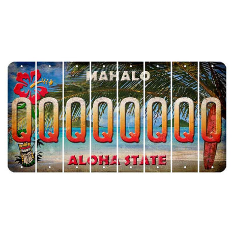 Hawaii Beach Scene Cut License Plate Strips (Set of 8)