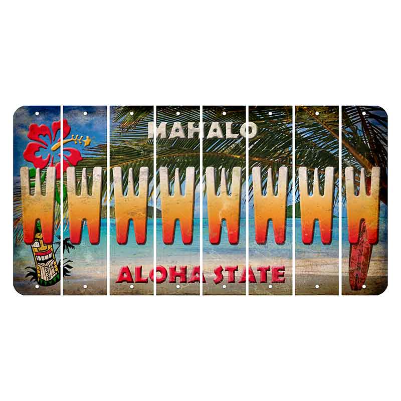 Hawaii Beach Scene Cut License Plate Strips (Set of 8)