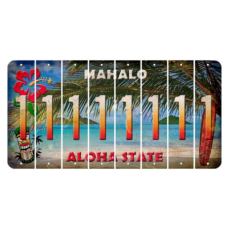 Hawaii Beach Scene Cut License Plate Strips (Set of 8)