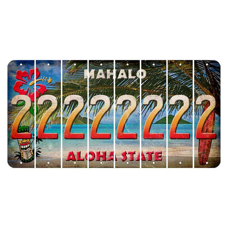 Hawaii Beach Scene Cut License Plate Strips (Set of 8)