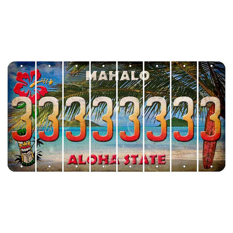 Hawaii Beach Scene Cut License Plate Strips (Set of 8)