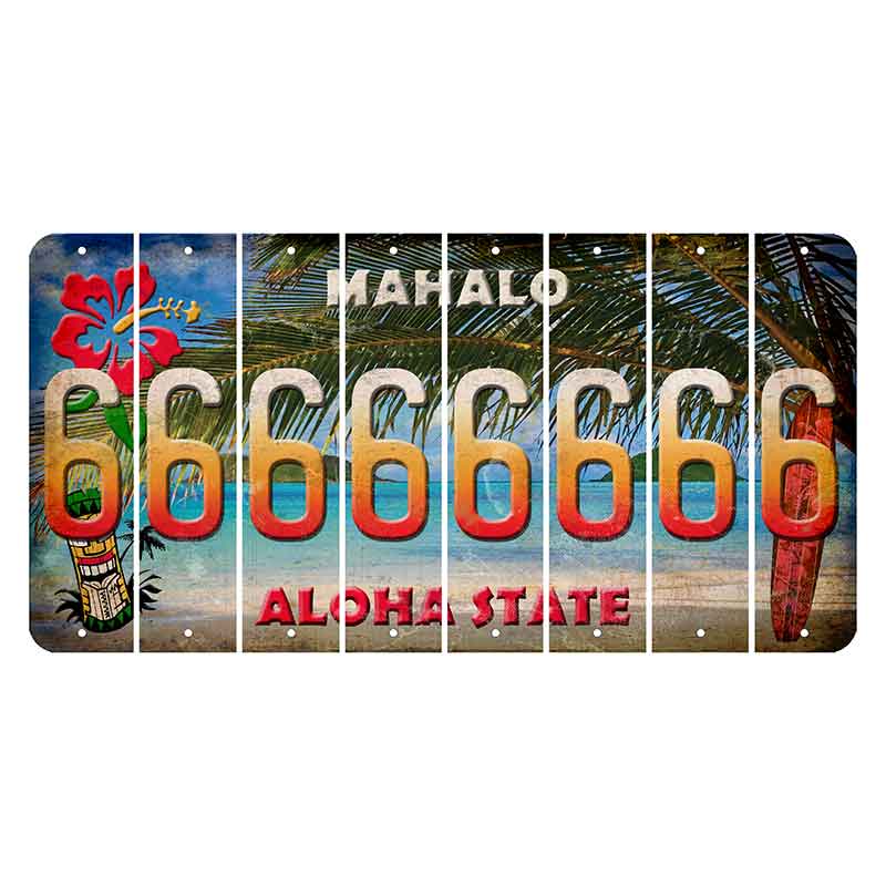 Hawaii Beach Scene Cut License Plate Strips (Set of 8)