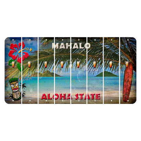 Hawaii Beach Scene Cut License Plate Strips (Set of 8)