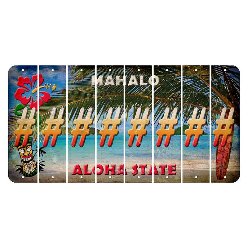 Hawaii Beach Scene Cut License Plate Strips (Set of 8)