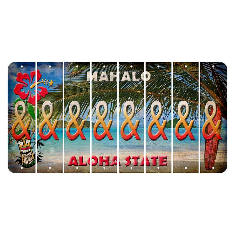 Hawaii Beach Scene Cut License Plate Strips (Set of 8)