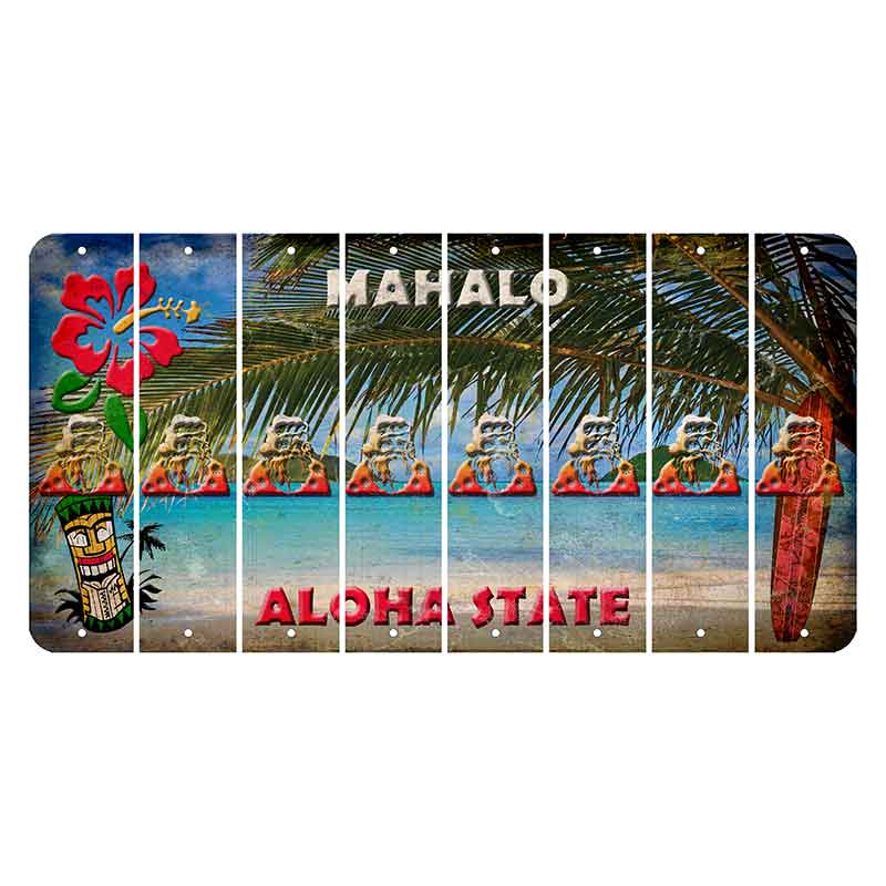 Hawaii Beach Scene Cut License Plate Strips (Set of 8)