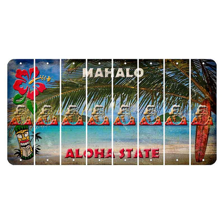 Hawaii Beach Scene Cut License Plate Strips (Set of 8)