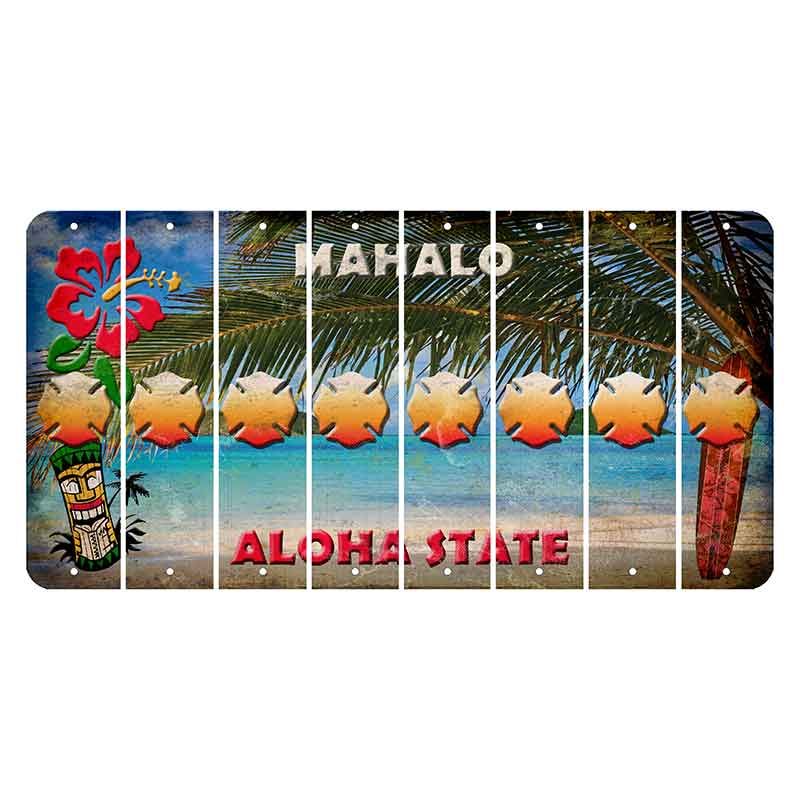 Hawaii Beach Scene Cut License Plate Strips (Set of 8)