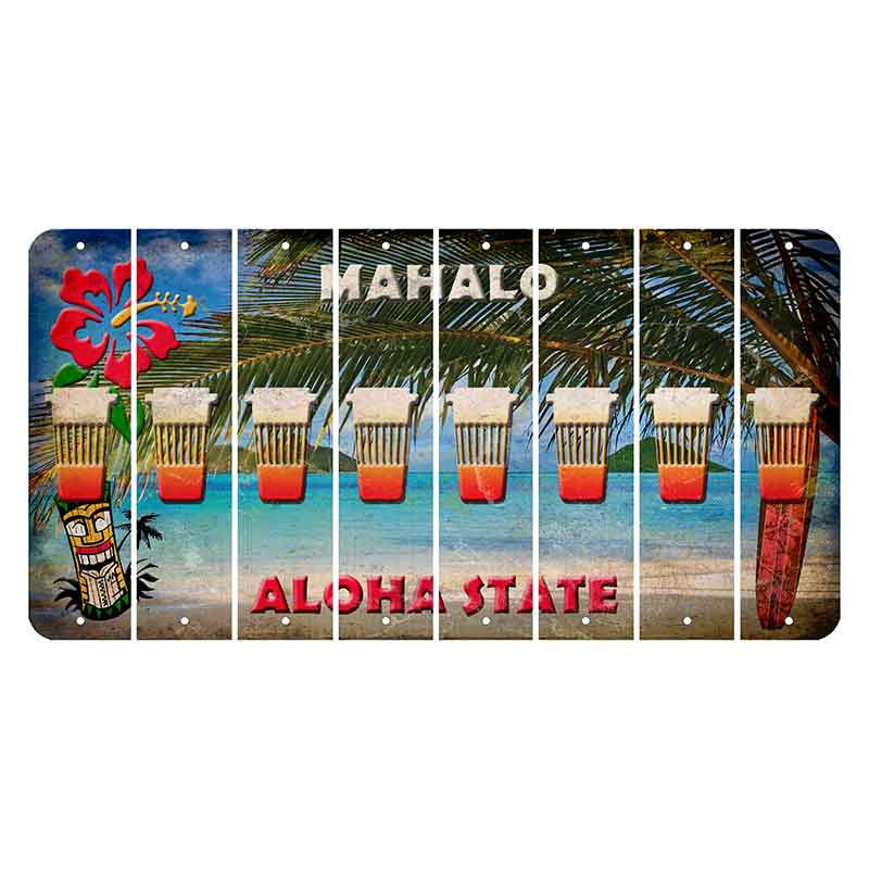 Hawaii Beach Scene Cut License Plate Strips (Set of 8)